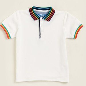 KAPITAL K WHITE MINI STRIPE POLO TEE  BOYS 6